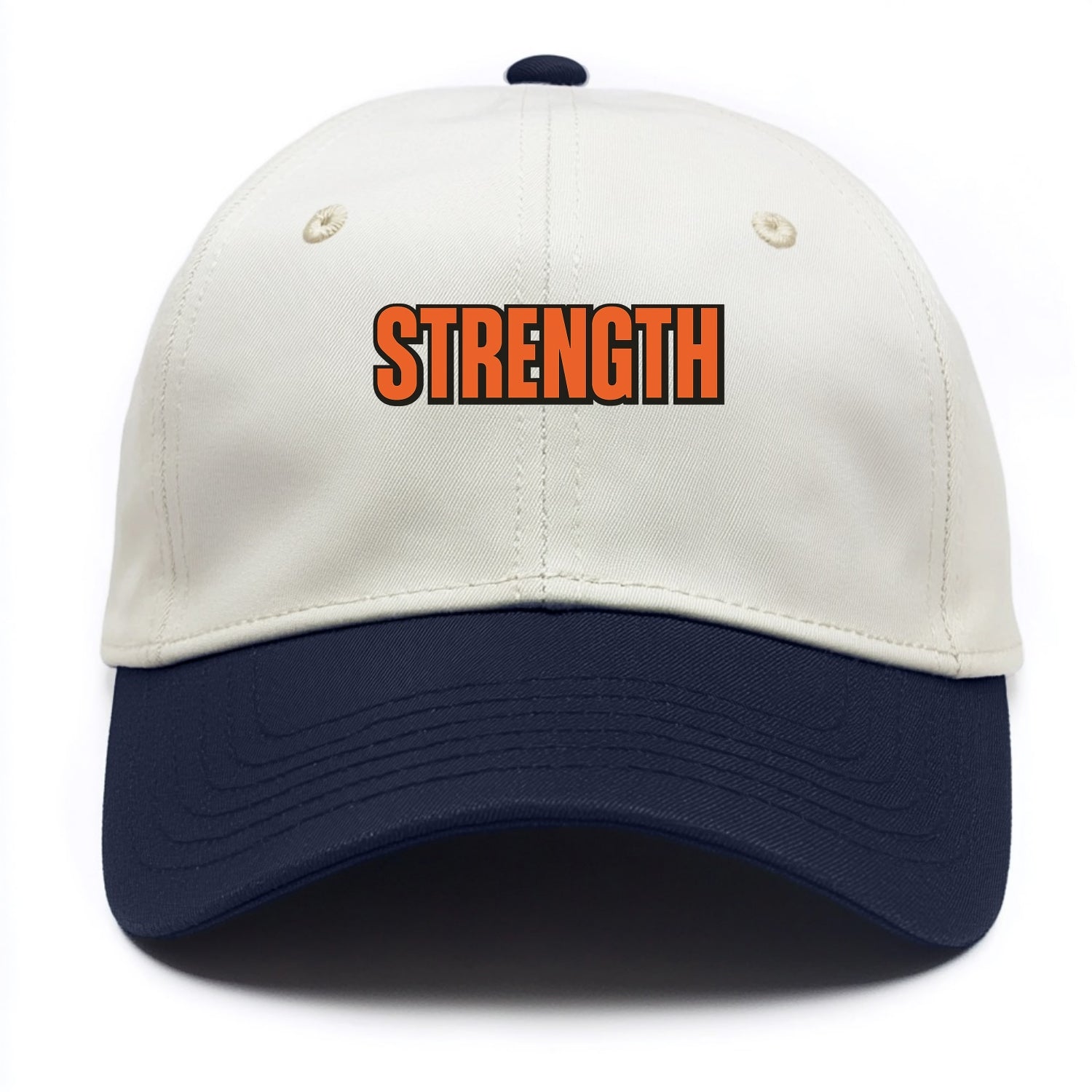 Bold typography design - "STRENGTH" - inner power, resilience, fortitude - Two Tone Cap - Navy