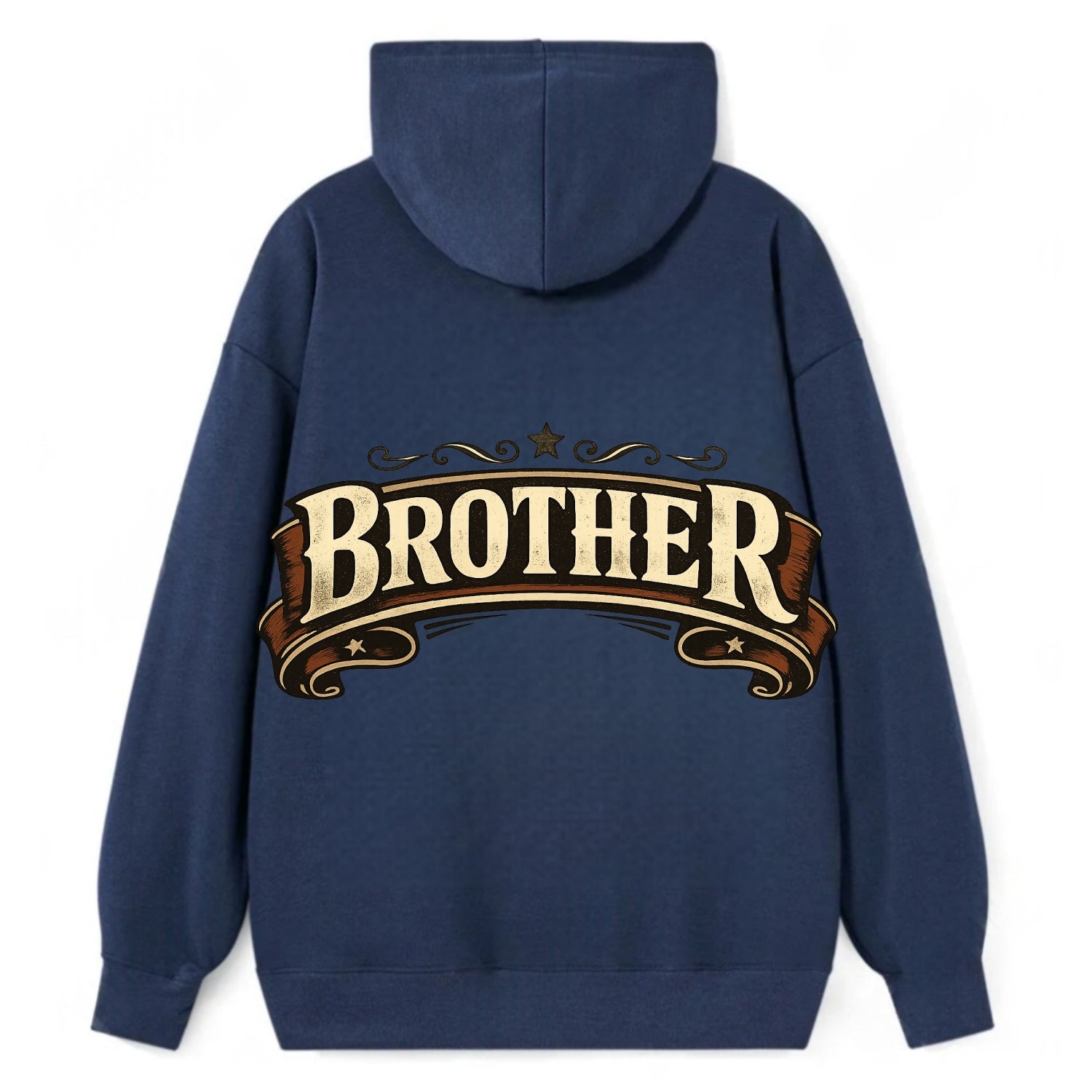 Bold typography design - "BROTHER" - male bond, brotherhood - Classic Pullover Hoodie - Navy