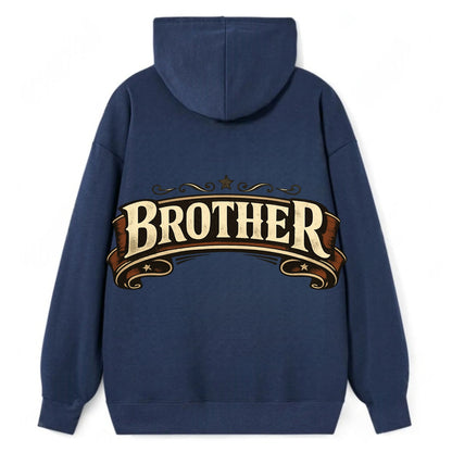 Bold typography design - "BROTHER" - male bond, brotherhood - Classic Pullover Hoodie - Navy