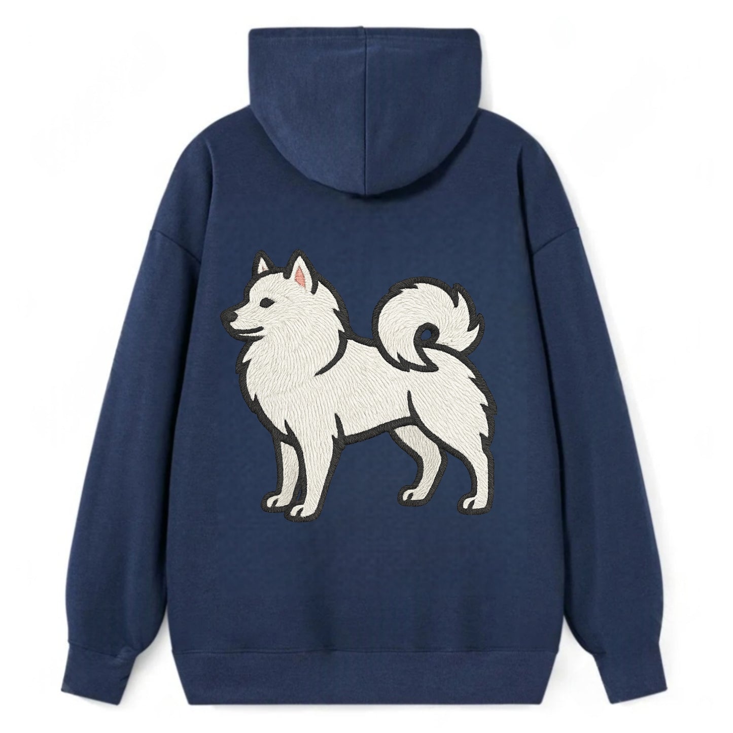 American Eskimo Dog - White spitz embroidered standing design - Classic Pullover Hoodie - Navy