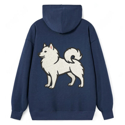 American Eskimo Dog - White spitz embroidered standing design - Classic Pullover Hoodie - Navy