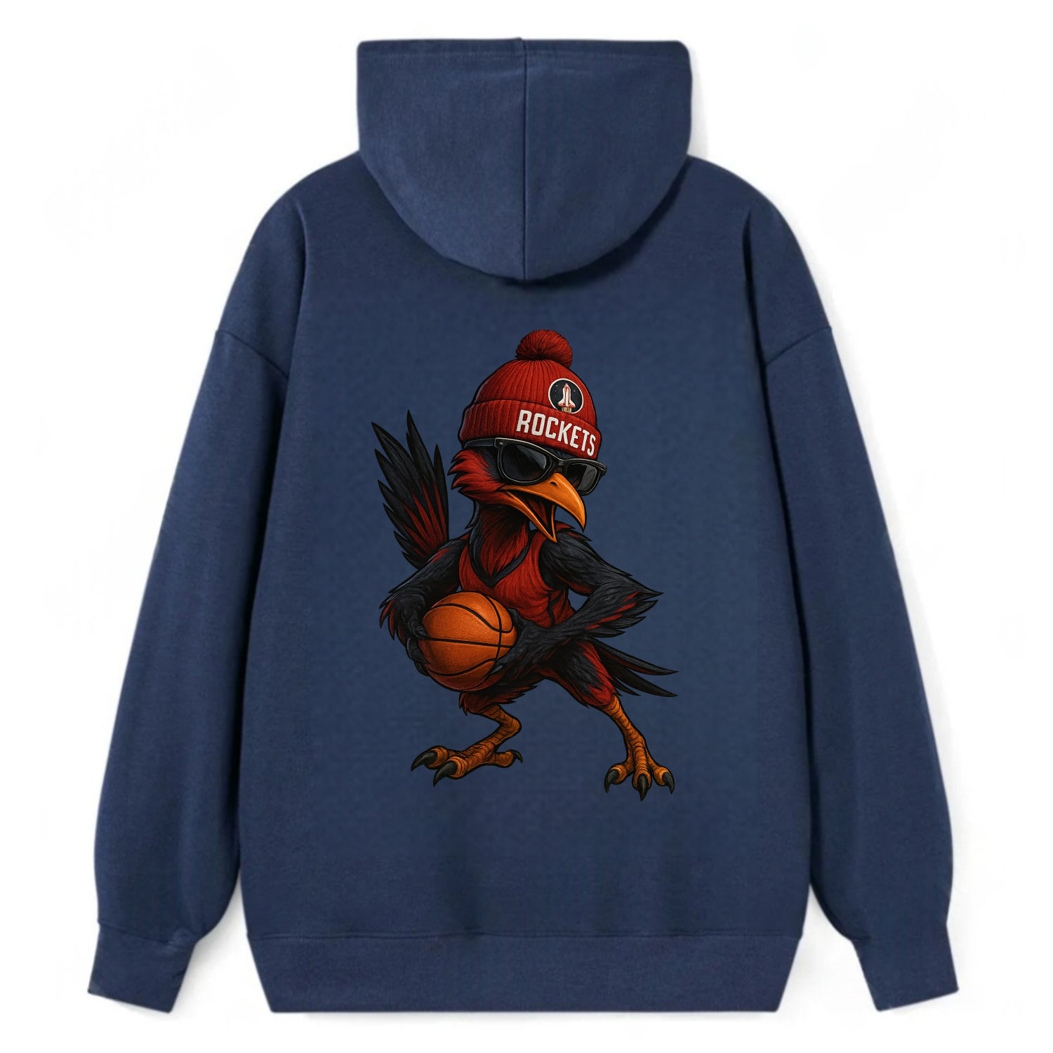 Houston Roadrunner wearing Rockets beanie with launch pad patch and - Classic Pullover Hoodie - Navy