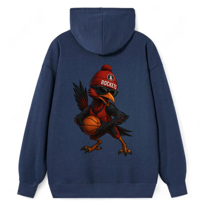 Houston Roadrunner wearing Rockets beanie with launch pad patch and - Classic Pullover Hoodie - Navy