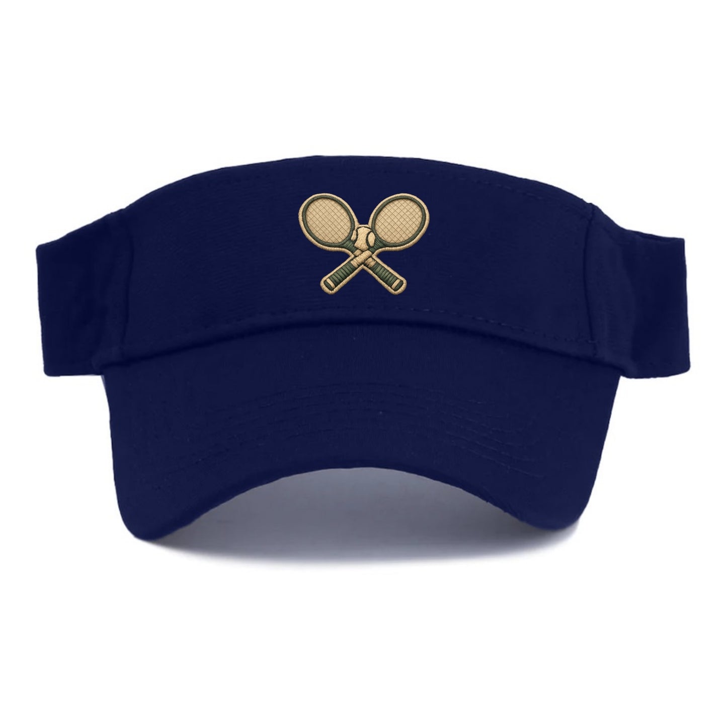 Embroidered patch design - TENNIS RACKET CROSSED - tennis rackets with ball in white and - Visor - Navy