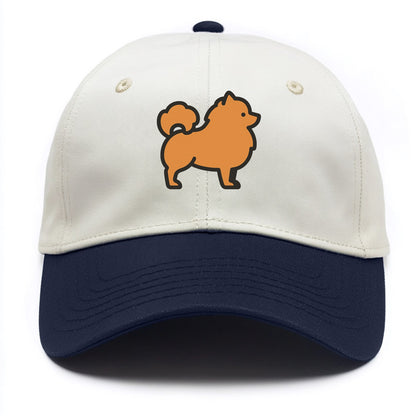 Pomeranian - Orange fluffy flat side profile - Two Tone Cap - Navy