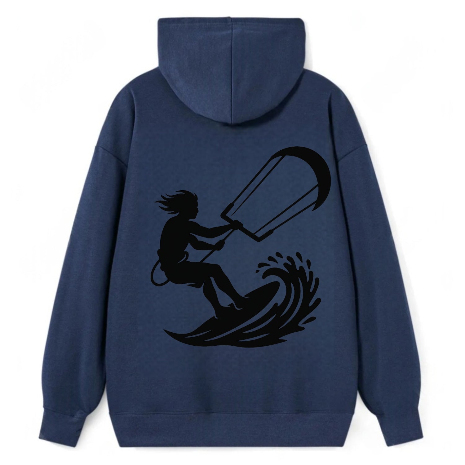 Kite surfer riding wave - Classic Pullover Hoodie - Navy