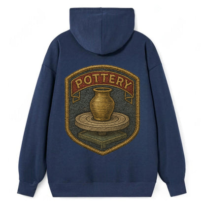 Pottery wheel with clay vessel - ceramicist symbol - Classic Pullover Hoodie - Navy