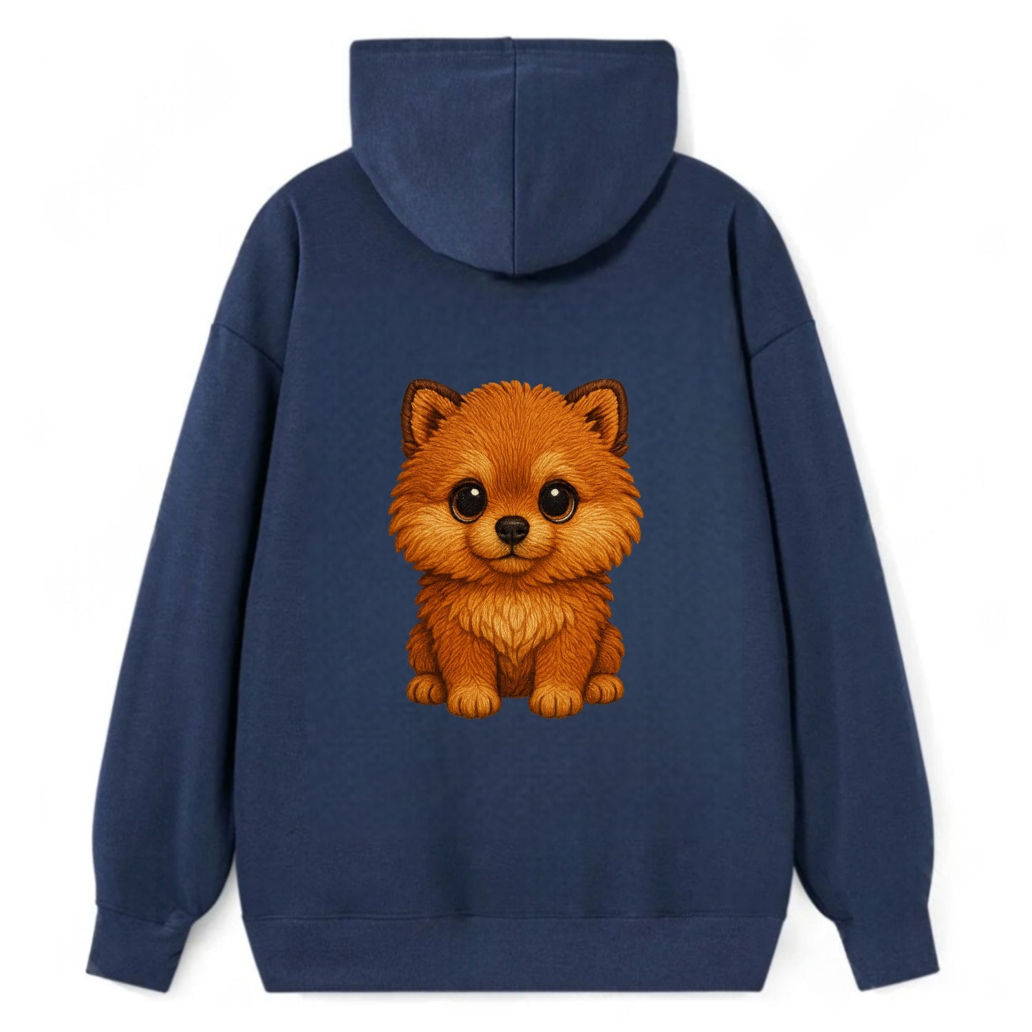 Baby Pomeranian Puppy - fluffy orange ball, fox face, tiny body, bright - Classic Pullover Hoodie - Navy