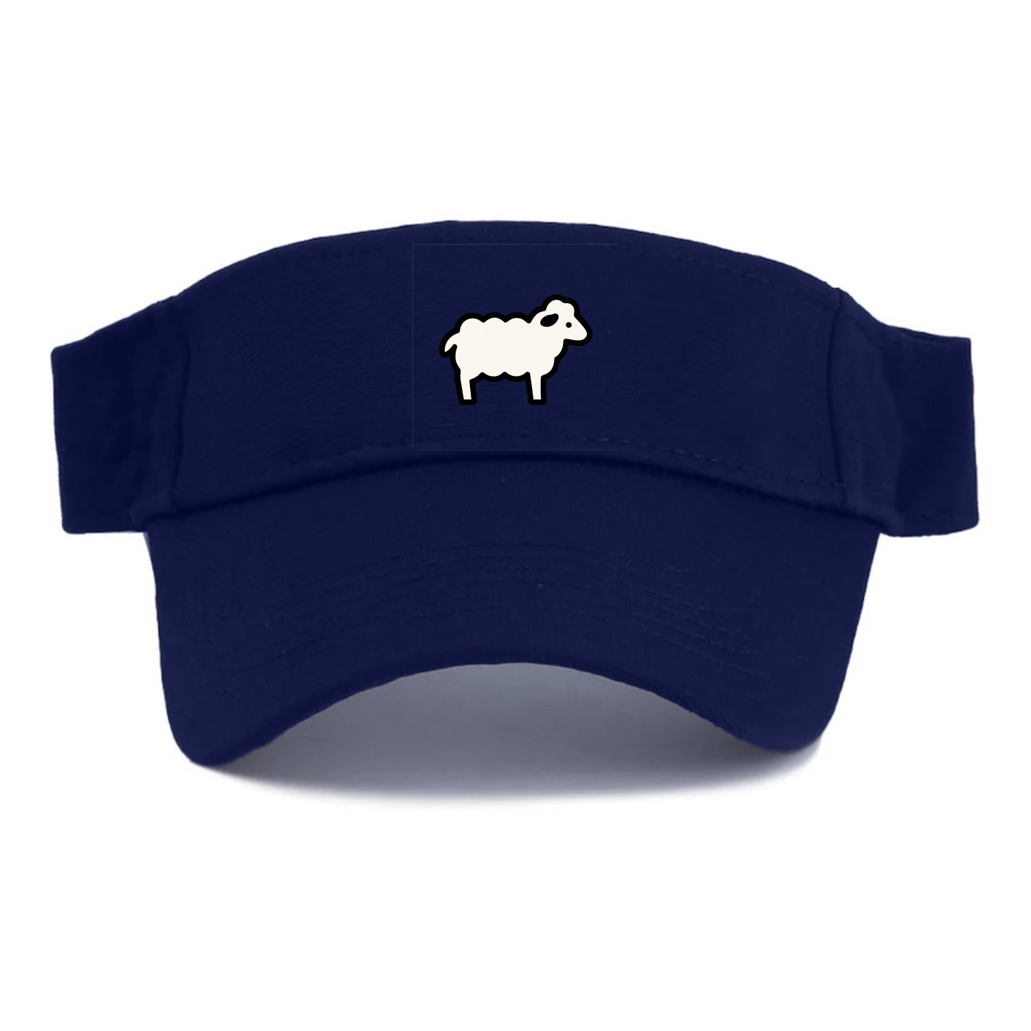 Sheep - White fluffy wool flat side profile - Visor - Navy