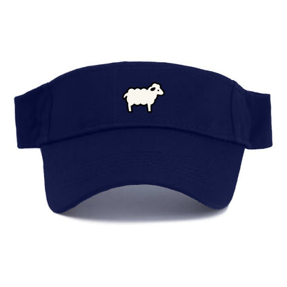 Sheep - White fluffy wool flat side profile - Visor - Navy