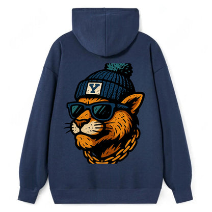 Provo Cougar wearing BYU beanie with Y patch - Classic Pullover Hoodie - Navy