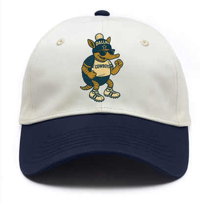 Dallas Armadillo wearing Cowboys beanie with lone star patch and wayfarer sunglasses - Two Tone Cap - Navy