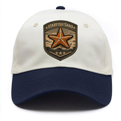 STARFISH SAND - sea star in orange and tan , beachcomber - Two Tone Cap - Navy