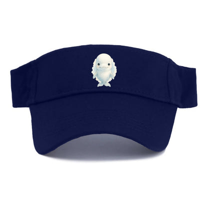 Baby Beluga Whale - pure white, rounded forehead, small eyes with big personality, - Visor - Navy