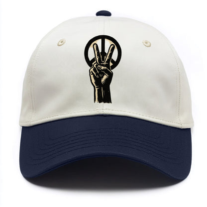 Peace sign hand gesture - anti-war movement ink brushstrokes - Two Tone Cap - Navy