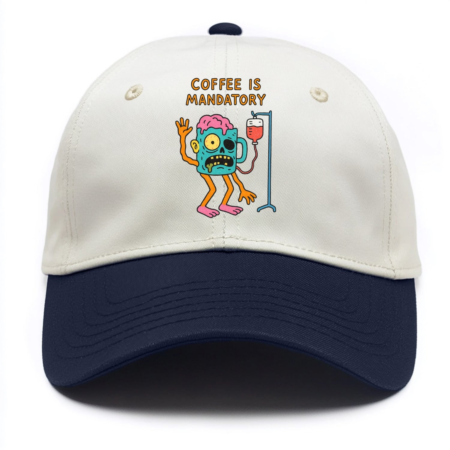 COFFEE IS MANDATORY | Zombie mug with IV drip - Two Tone Cap - Navy