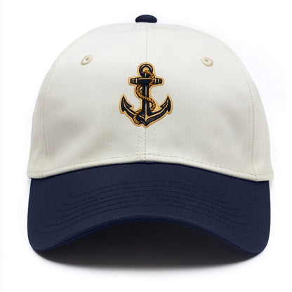 ANCHOR ROPE - classic anchor with rope in navy and gold , sailor - Two Tone Cap - Navy