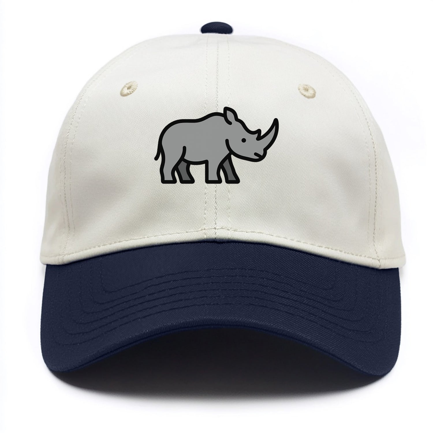 Rhinoceros - Gray with horn flat side profile - Two Tone Cap - Navy
