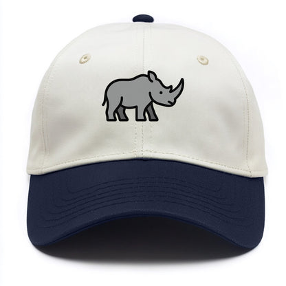 Rhinoceros - Gray with horn flat side profile - Two Tone Cap - Navy