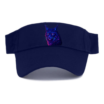 Stealthy lynx with ear tufts forming constellation patterns, nebula spots across the body, - Visor - Navy