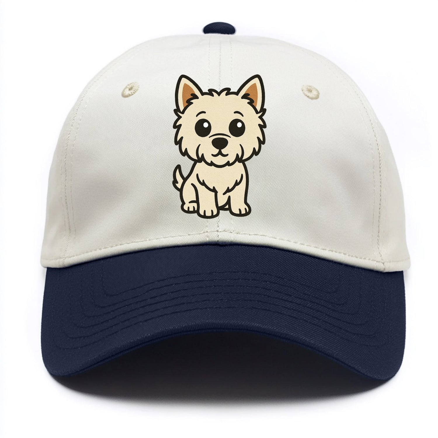 West Highland White Terrier - Alert standing pose - Two Tone Cap - Navy