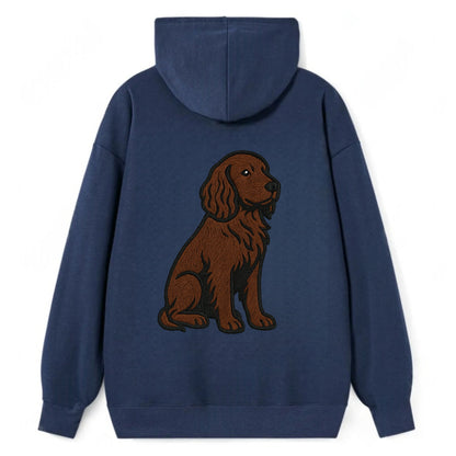 Field Spaniel - Liver colored embroidered sitting design - Classic Pullover Hoodie - Navy
