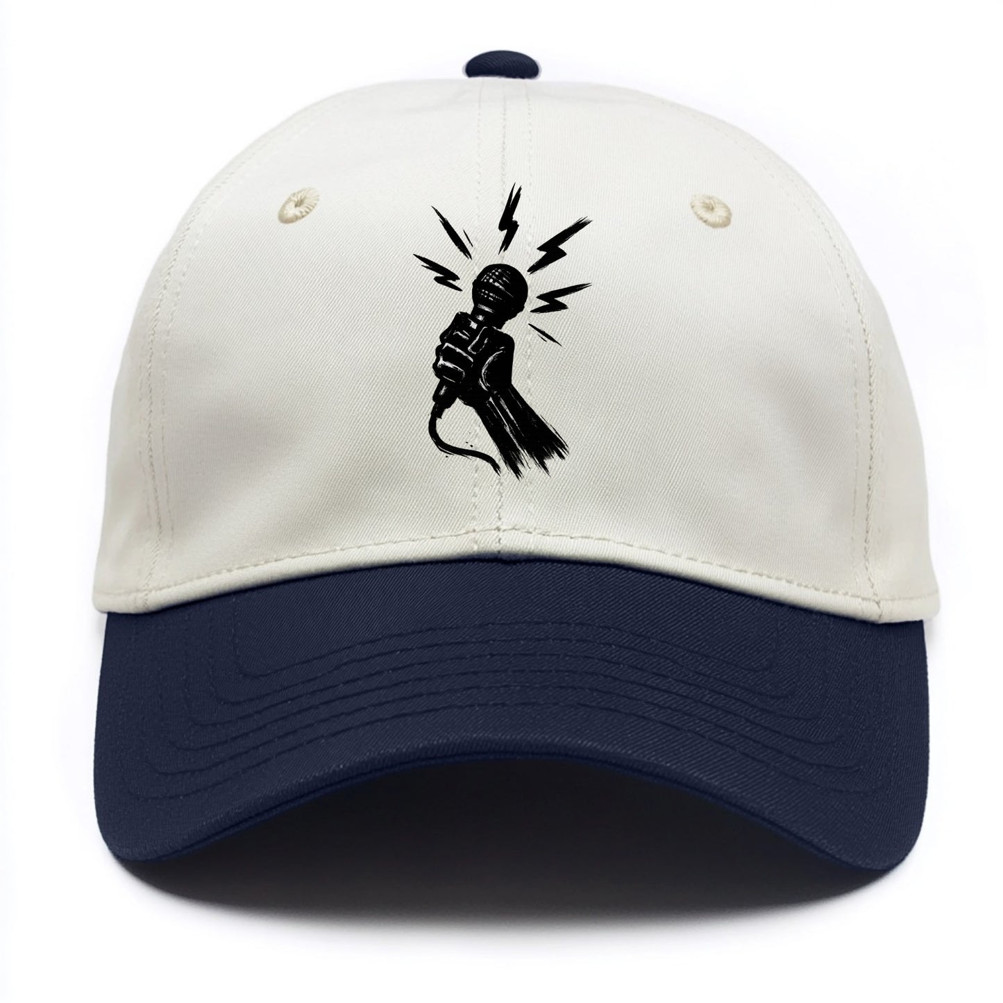 Microphone with sound waves - freedom of speech ink art - Two Tone Cap - Navy