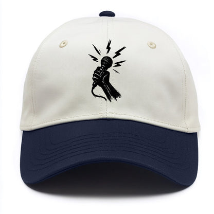 Microphone with sound waves - freedom of speech ink art - Two Tone Cap - Navy