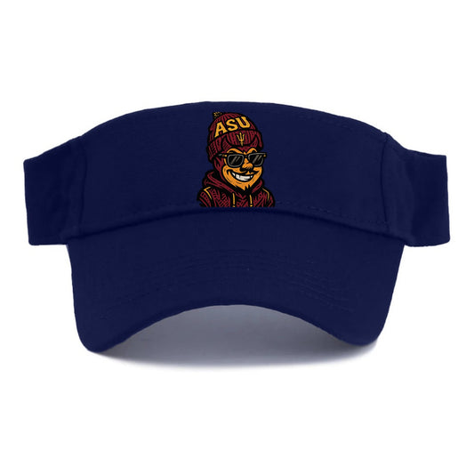 Tempe Sparky wearing Arizona State beanie with fork patch - Visor - Navy