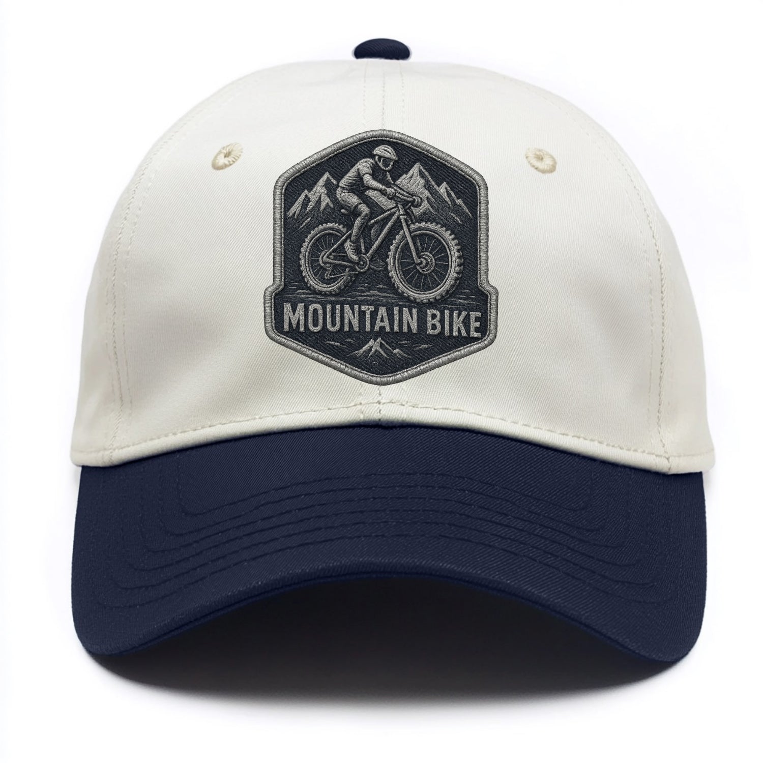 Mountain bike with rugged tires - cyclist badge - Two Tone Cap - Navy