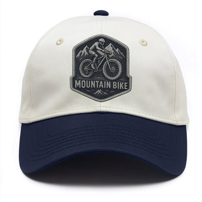 Mountain bike with rugged tires - cyclist badge - Two Tone Cap - Navy