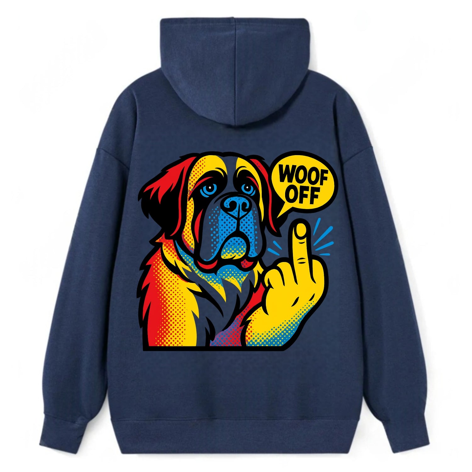Saint Bernard with gentle giant face and droopy jowls, huge paw raised - Classic Pullover Hoodie - Navy