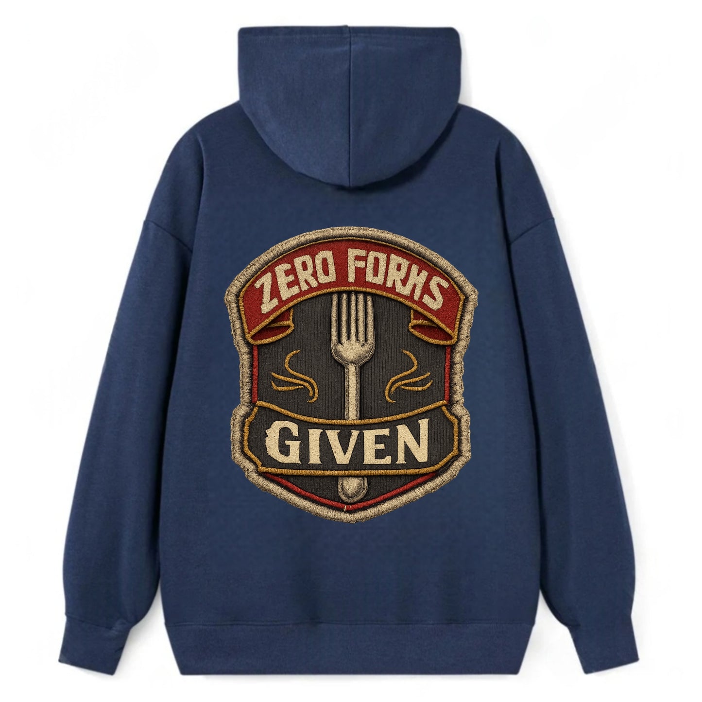 ZERO FORKS GIVEN - fork with text in silver , no cares attitude - Classic Pullover Hoodie - Navy