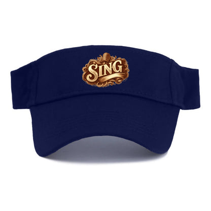 Bold typography design - "SING" - vocal expression, musical soul - Visor - Navy