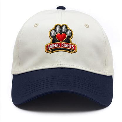 ANIMAL RIGHTS - raised paw with heart in red , advocacy - Two Tone Cap - Navy