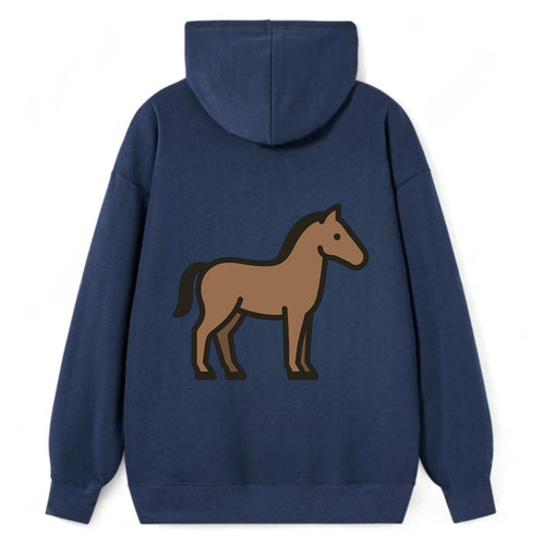 Horse - Brown standing pose flat side profile - Classic Pullover Hoodie
