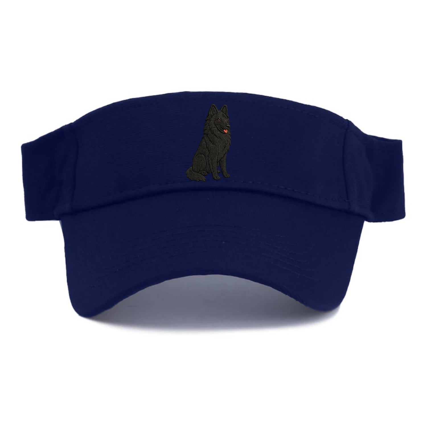 Belgian Sheepdog - Black long-haired embroidered pose - Visor - Navy