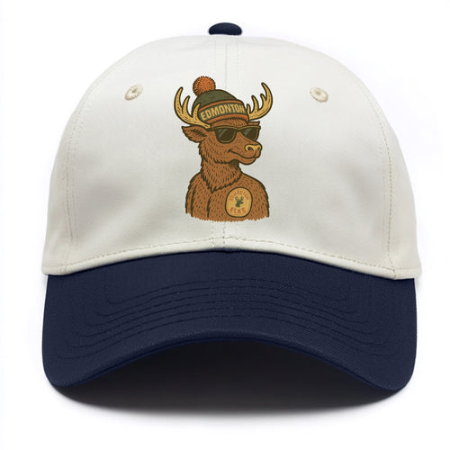 Edmonton Elk wearing Edmonton beanie with pom pom and wayfarer sunglasses - Two Tone Cap