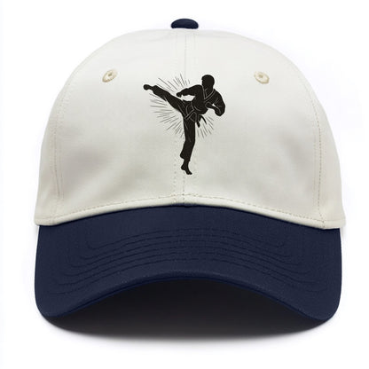 Taekwondo athlete spinning heel kick - Two Tone Cap - Navy