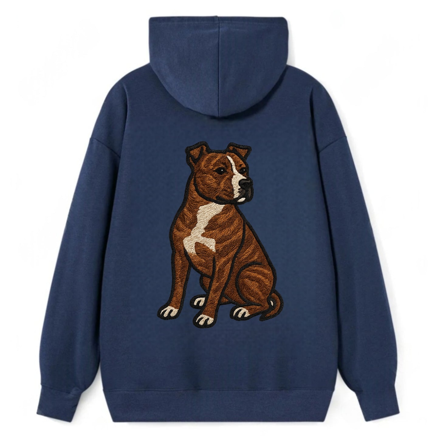 American Staffordshire Terrier - Brindle embroidered pose - Classic Pullover Hoodie - Navy