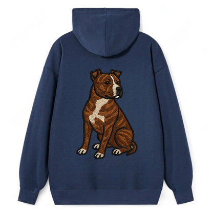 American Staffordshire Terrier - Brindle embroidered pose - Classic Pullover Hoodie - Navy
