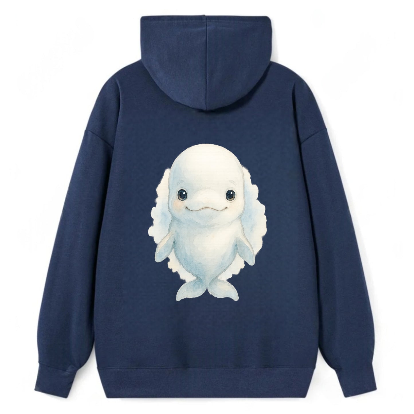 Baby Beluga Whale - pure white, rounded forehead, small eyes with big - Classic Pullover Hoodie - Navy