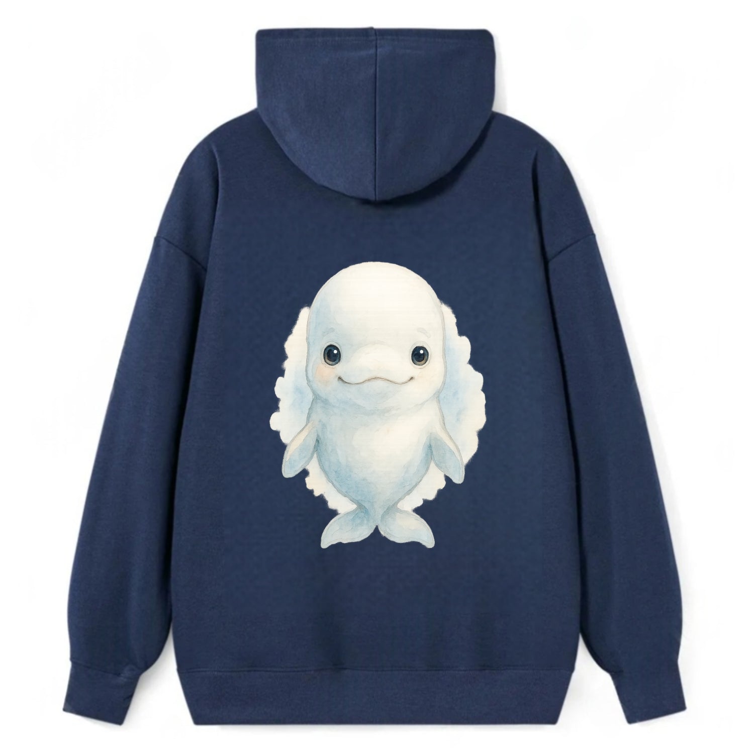 Baby Beluga Whale - pure white, rounded forehead, small eyes with big - Classic Pullover Hoodie - Navy