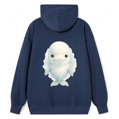 Baby Beluga Whale - pure white, rounded forehead, small eyes with big - Classic Pullover Hoodie - Navy