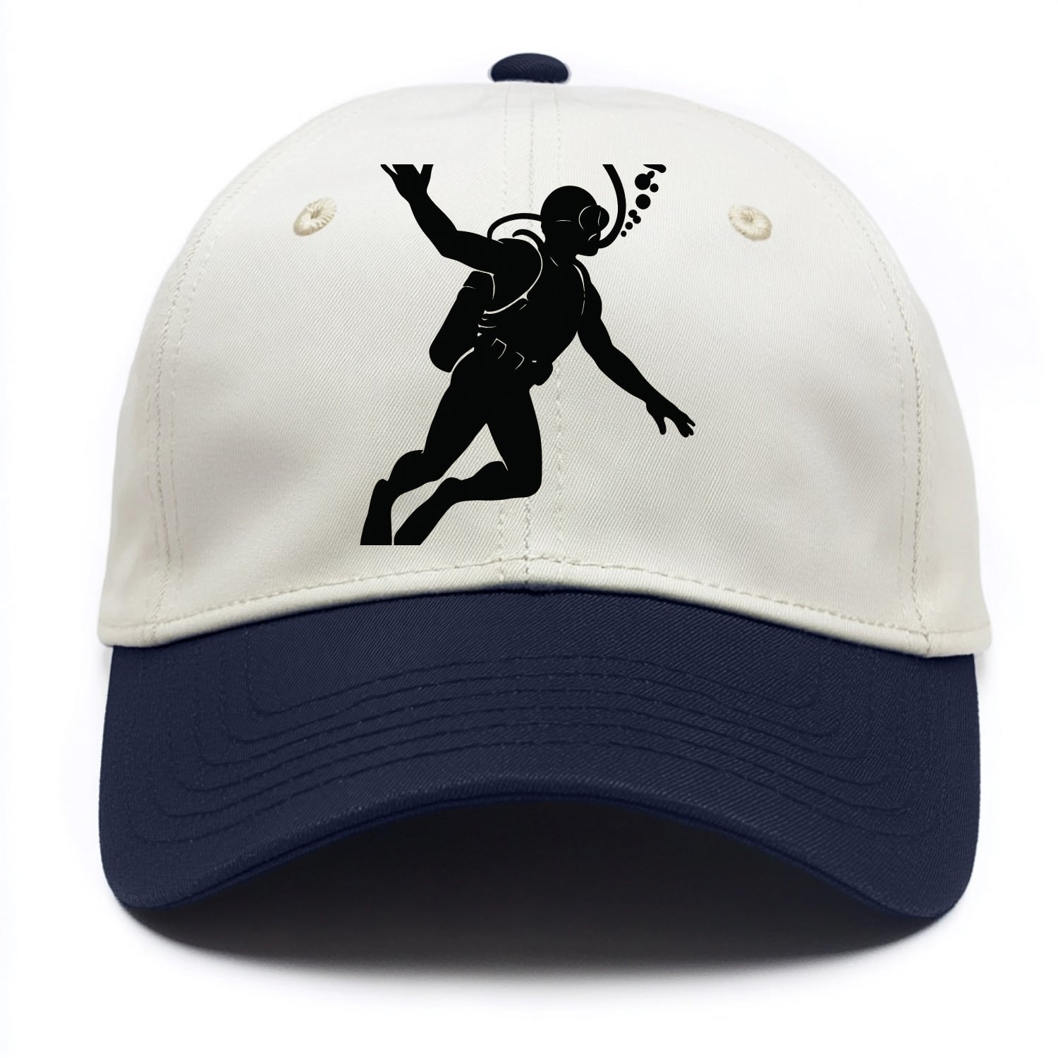 Scuba diver descending with gear - Two Tone Cap - Navy