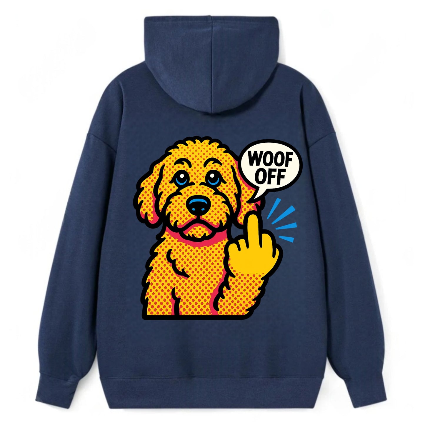 Goldendoodle with teddy bear face and curly golden coat, friendly paw - Classic Pullover Hoodie - Navy