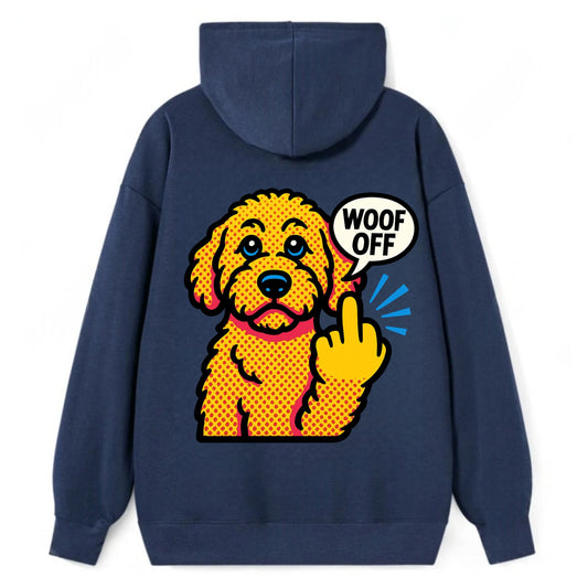 Goldendoodle with teddy bear face and curly golden coat, friendly paw - Classic Pullover Hoodie - Navy