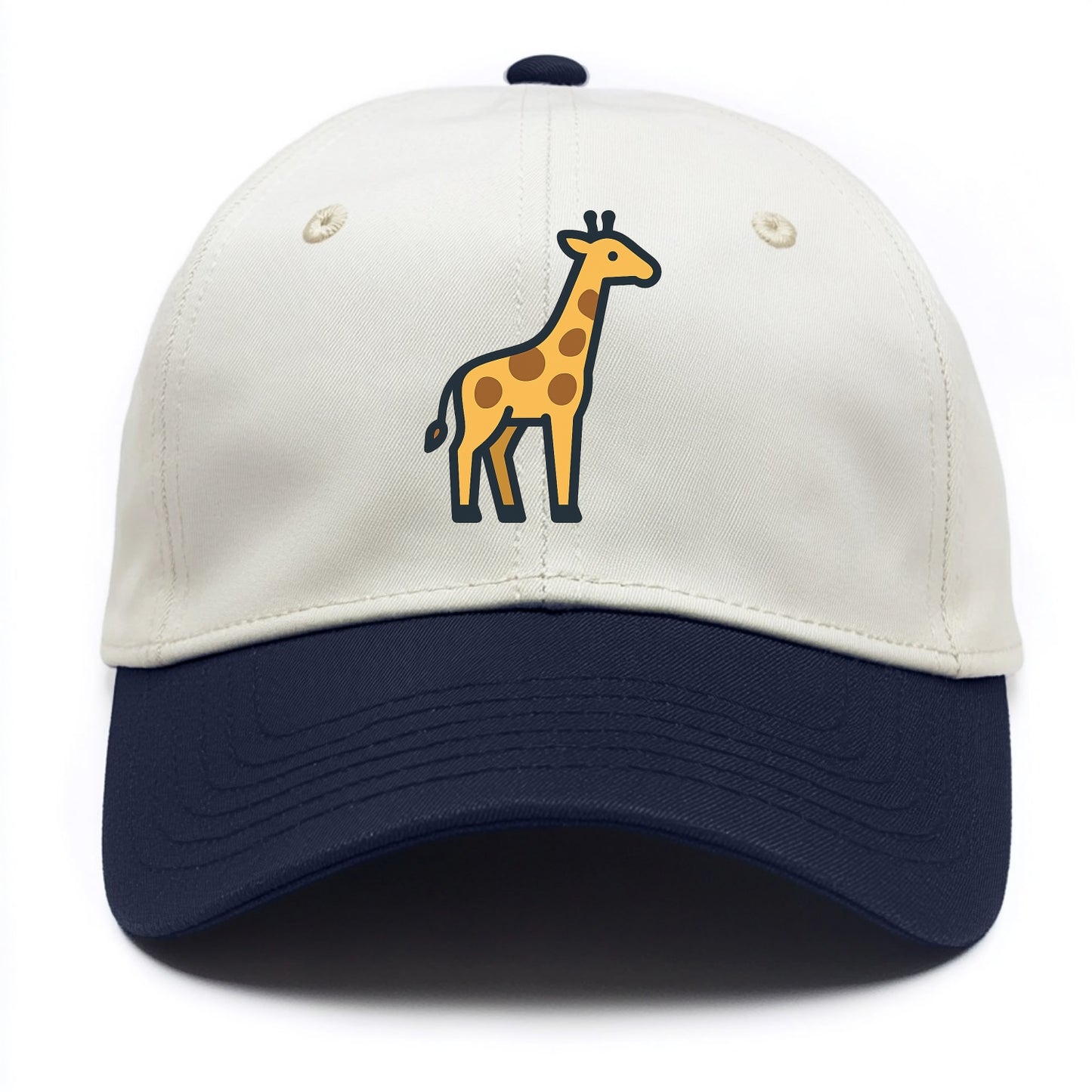 Giraffe - Yellow with brown patches flat side profile - Two Tone Cap - Navy