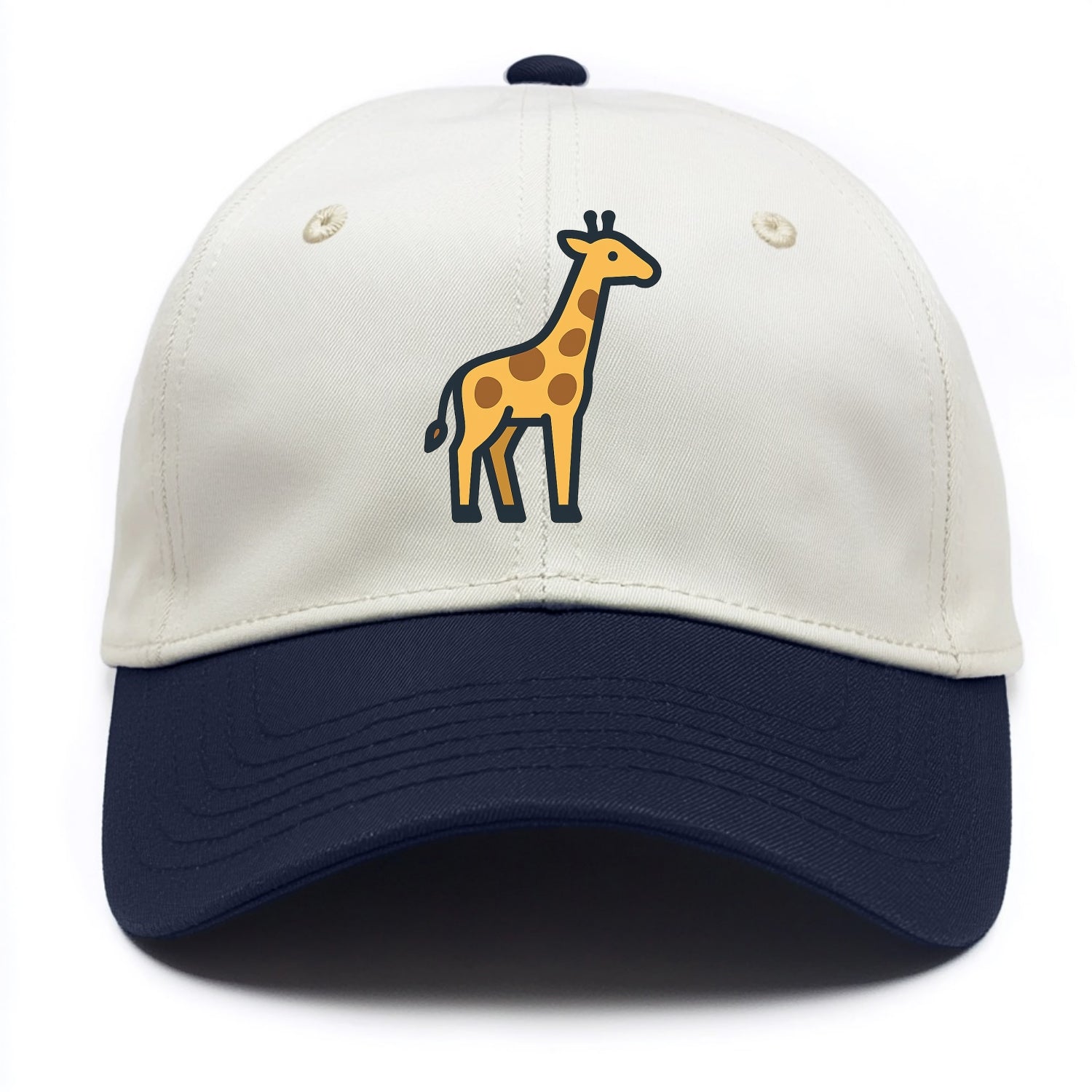 Giraffe - Yellow with brown patches flat side profile - Two Tone Cap - Navy