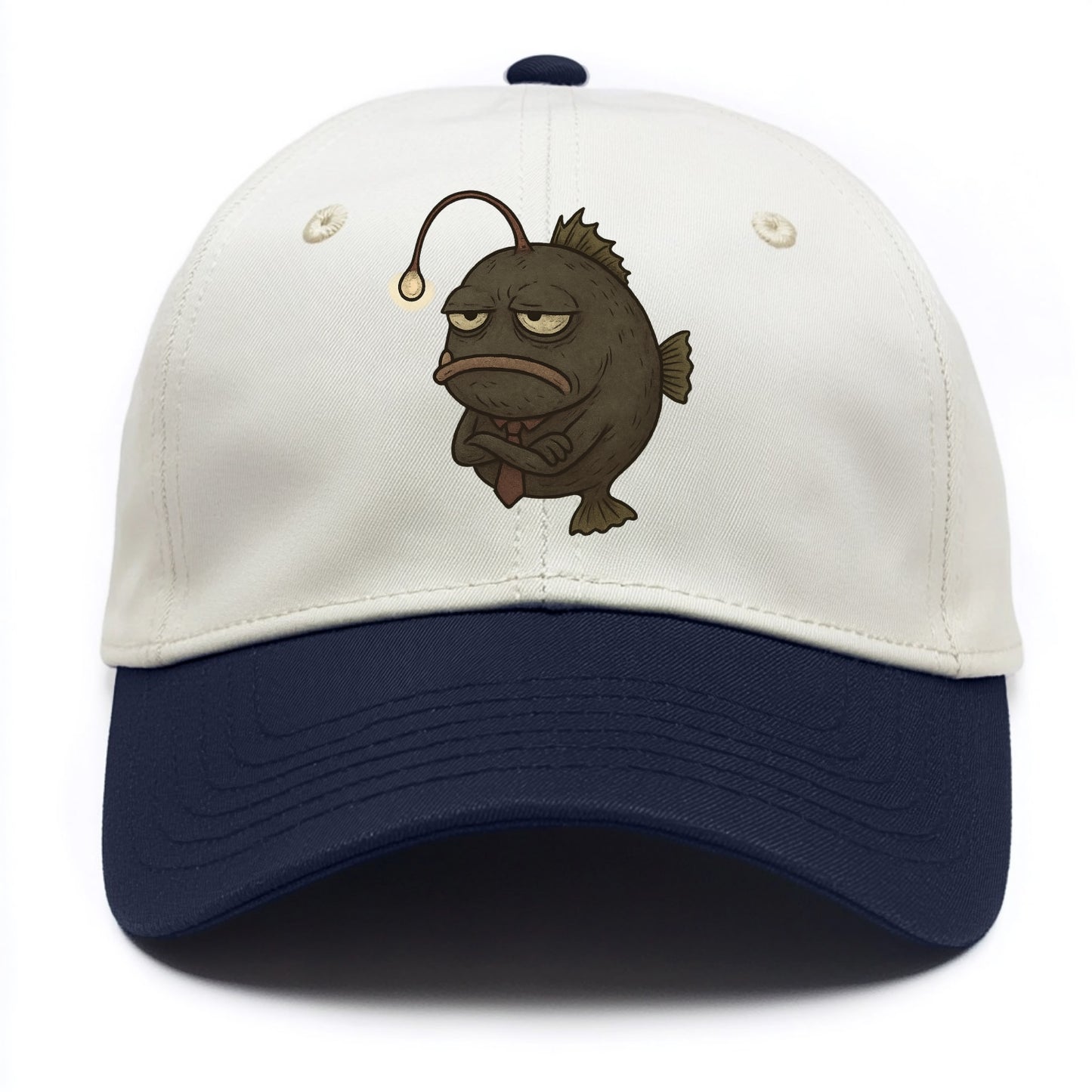 THE ANGLERFISH LURES DISAPPOINTMENT | Dark gray anglerfish with dim light - Two Tone Cap - Navy